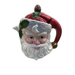 Vtg 1993 Fitz And Floyd Omnibus Santa Claus Hand-Painted Ceramic Teapot Gift